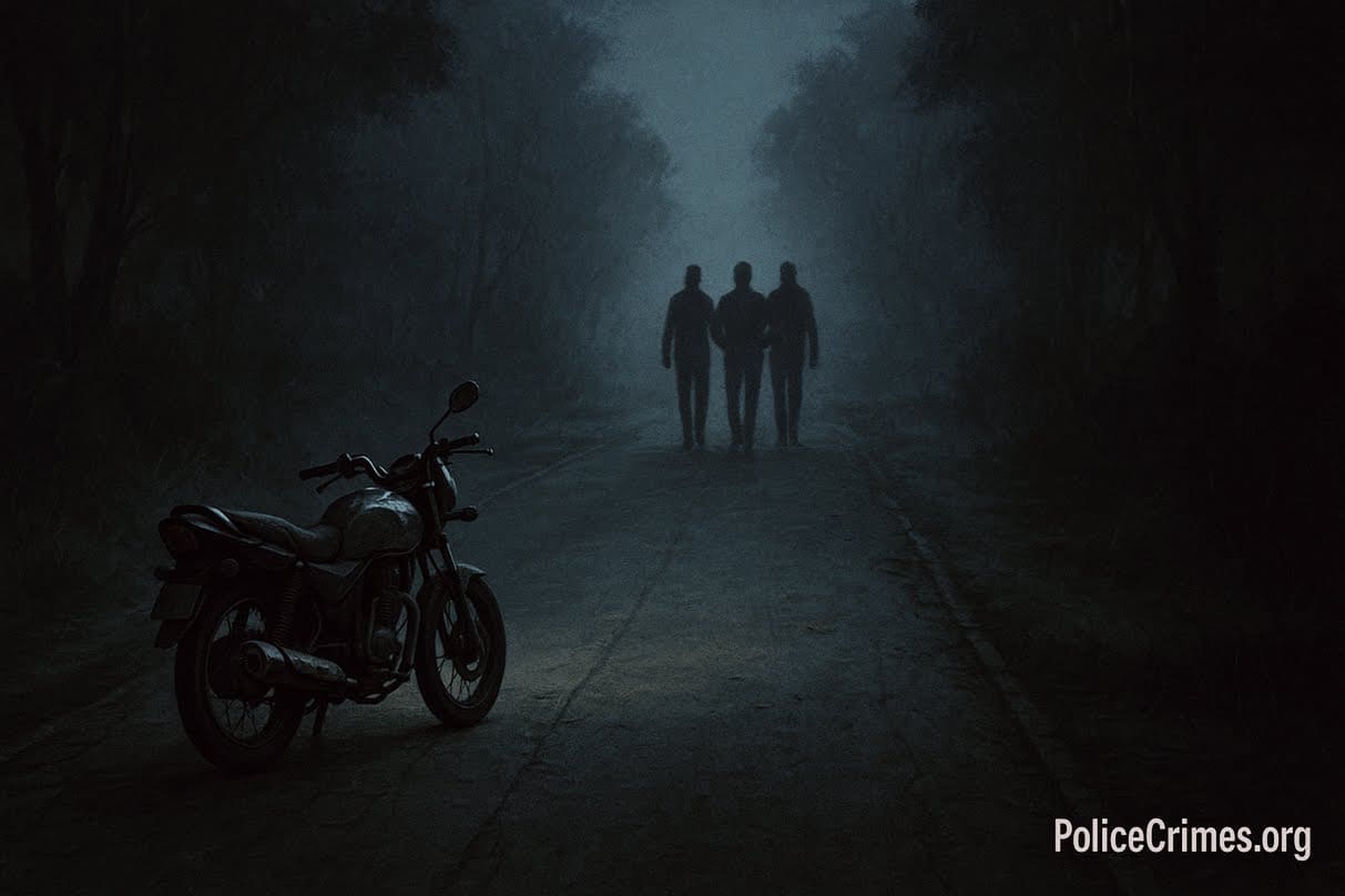 Dileep Yadav ke gayab hone ki ghatna ko darshati suneen sadak aur motorcycle. Dileep Yadav ke gayab hone ki ghatna ko darshati suneen sadak aur motorcycle.