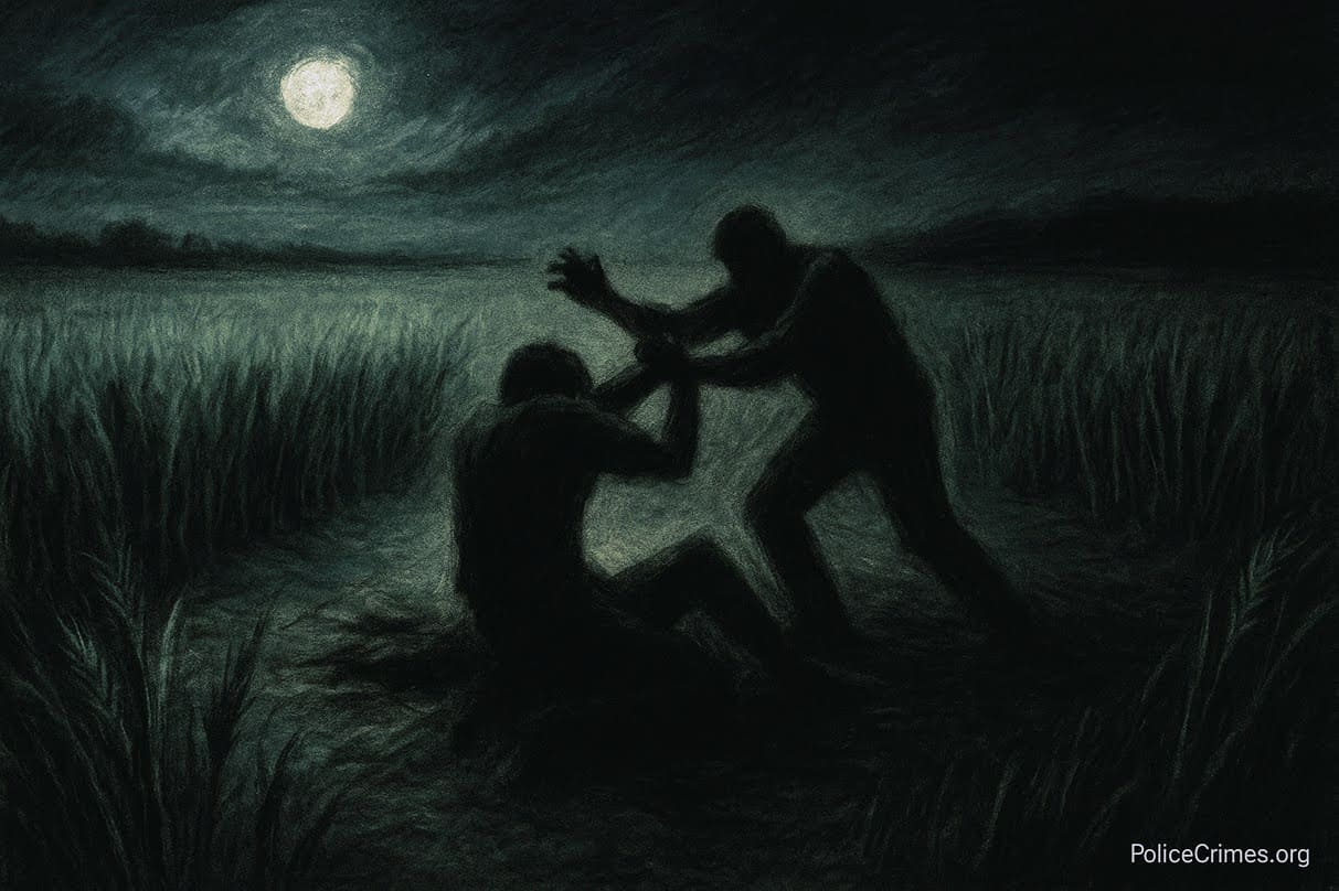 Gehu ke khet mein hue khooni vaardaat ko darshati symbolic image. Gehu ke khet mein hue khooni vaardaat ko darshati symbolic image.