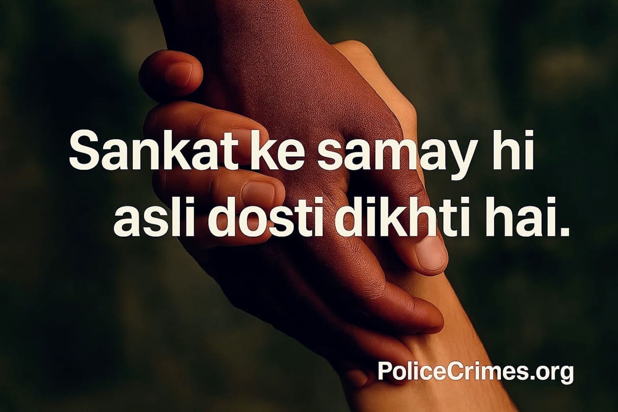 Do haath mushkil mein ek dusre ko sahara de rahe hain, jo asli dosti ko dikhata hai.