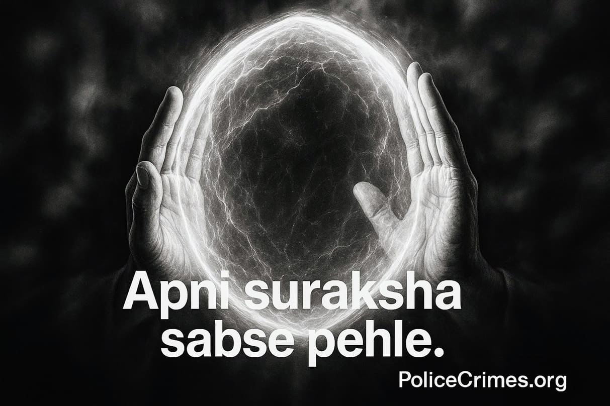 Ek insaan force shield se khud ko bacha raha hai, jo apni suraksha ko priority dene ko dikhata hai.
