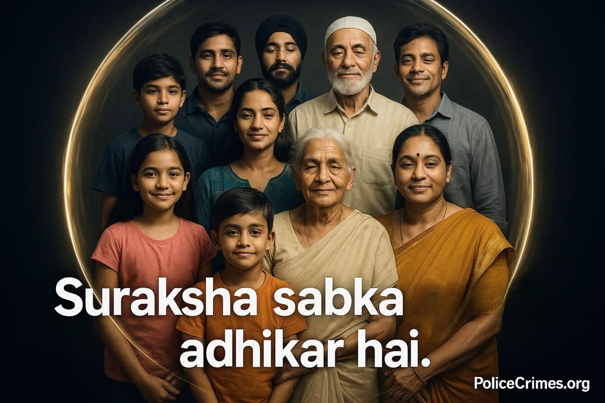 Kai log suraksha ke ghere mein khade hain, jo dikhata hai ki suraksha sabka adhikar hai.